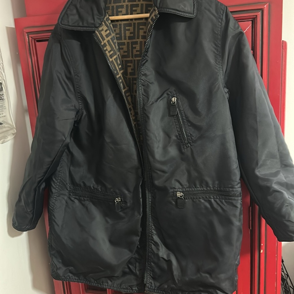 Authentic Fendi Unisex /Women’s Reversible Black and Brown Jacket - Picture 2 of 10